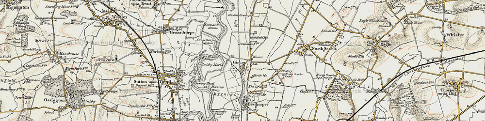 Old map of Weecar in 1902-1903