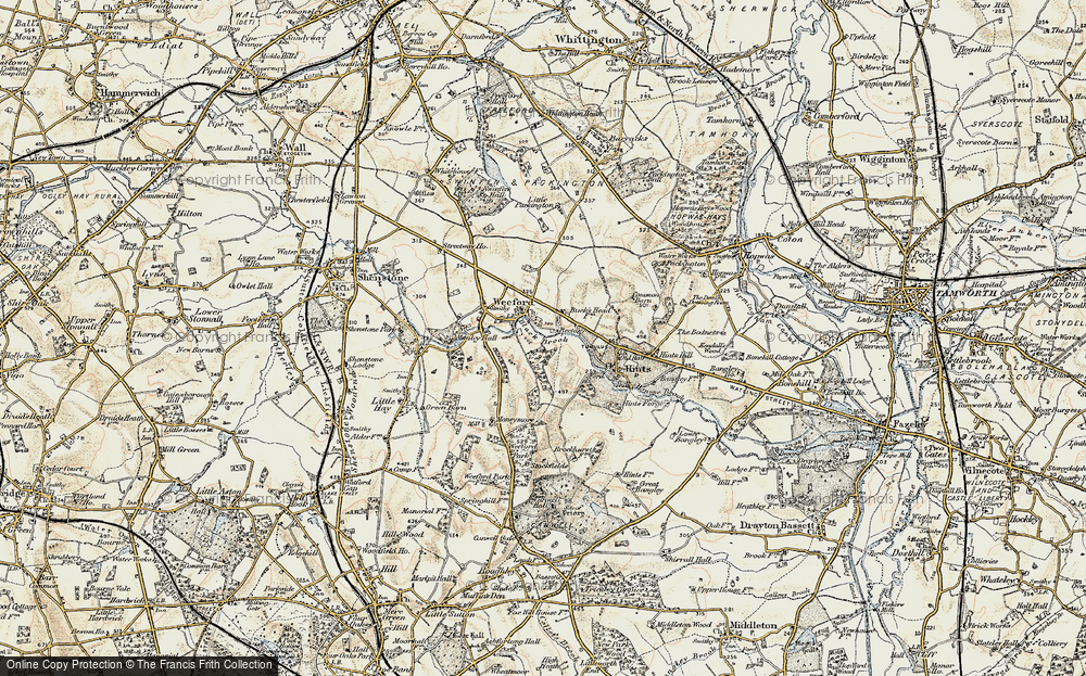 Old Map of Historic Map covering Packington Moor in 1901-1902
