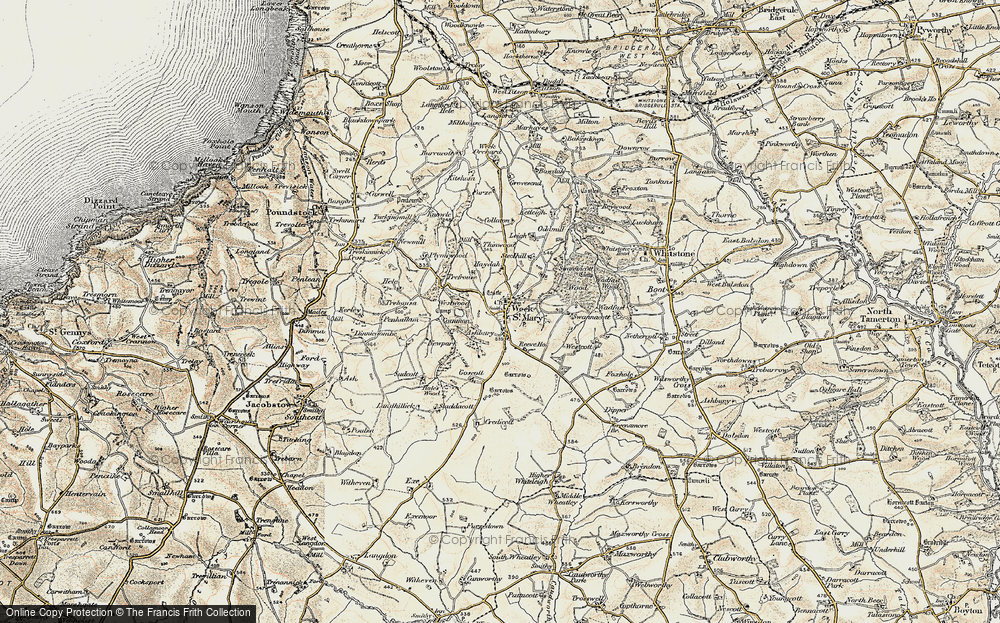 Old Map of Historic Map covering Ashbury in 1900