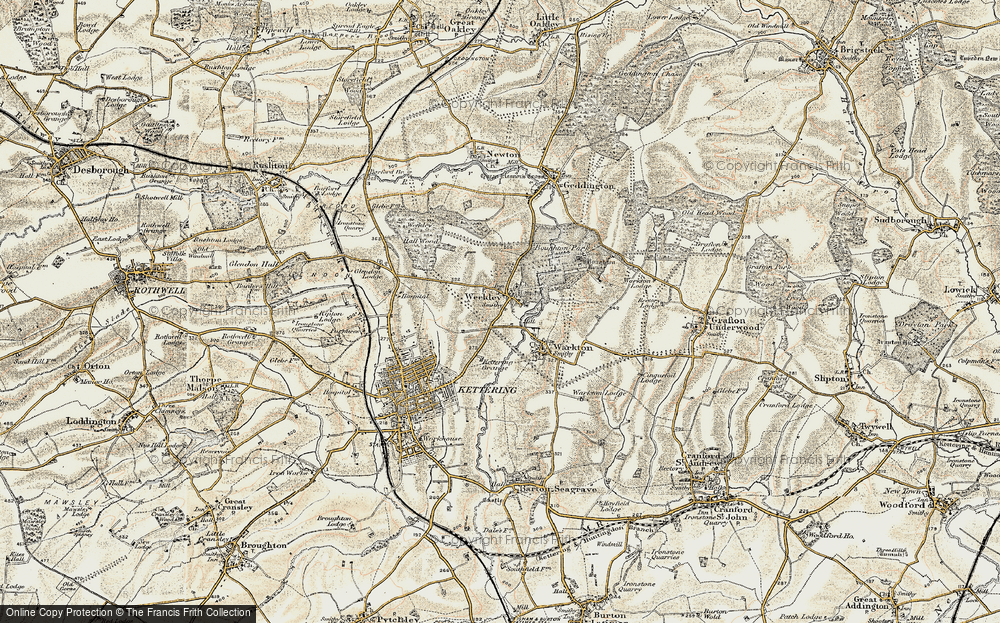 Old Map of Historic Map covering Boughton Park in 1901-1902