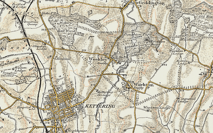 Old map of Weekley in 1901-1902