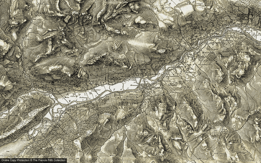 Old Map of Weem, 1906-1908 in 1906-1908