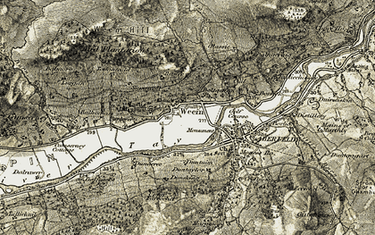 Old map of Weem in 1906-1908