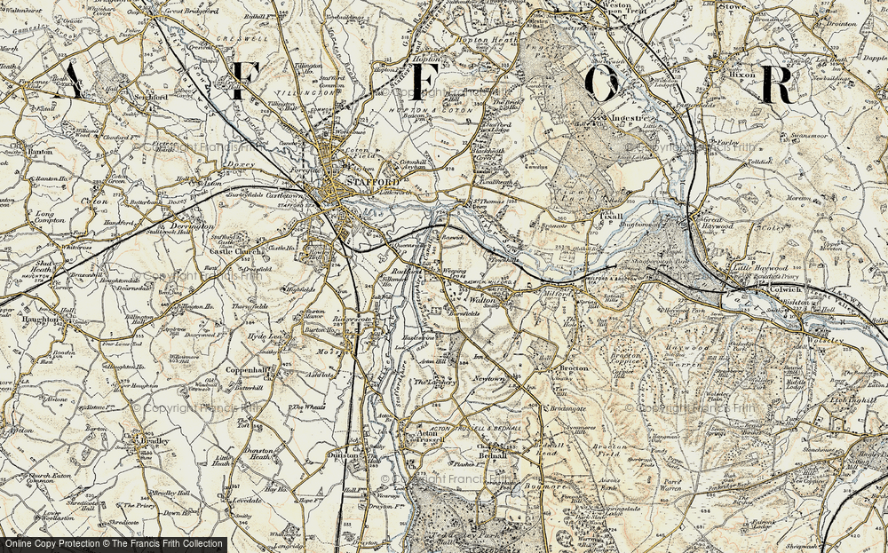 Old Map of Weeping Cross, 1902 in 1902