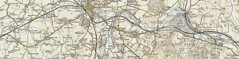 Old map of Weeping Cross in 1902