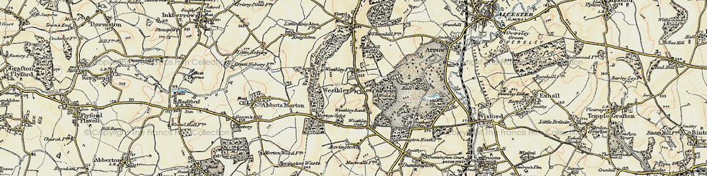 Old map of Weethley in 1899-1902