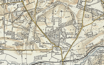 Old map of Weeting in 1901