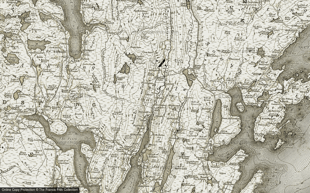 Old Map of Historic Map covering Burn of Atlascord in 1911-1912