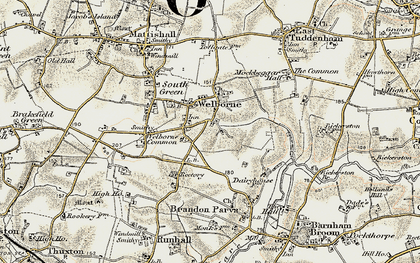 Old map of Welborne in 1901-1902