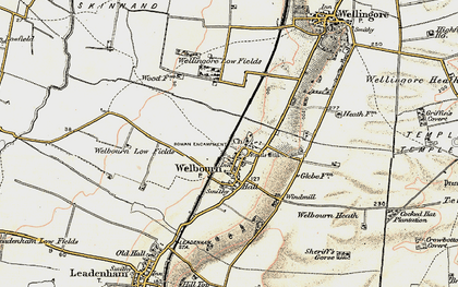Old map of Welbourn in 1902-1903