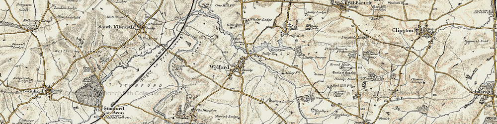 Old map of Welford in 1901-1902