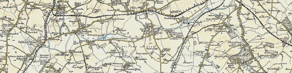 Old map of Welford-on-Avon in 1899-1901