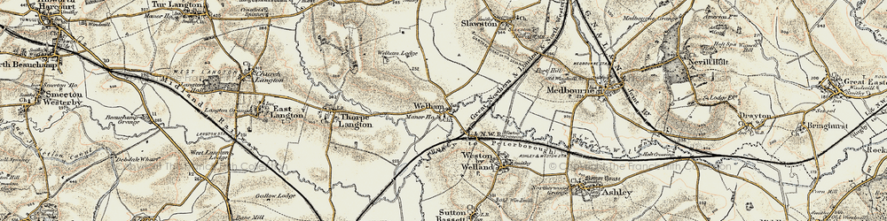 Old map of Welham in 1901-1902