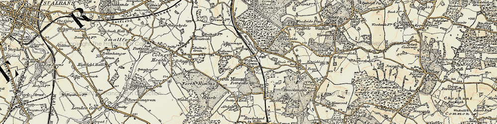 Old map of Welham Green in 1897-1898