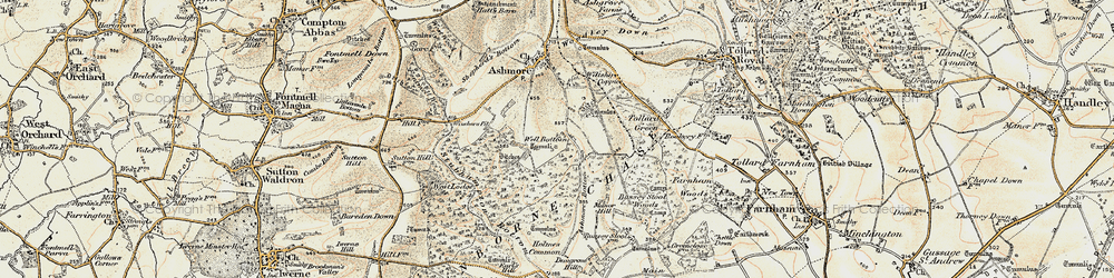 Old map of Well Bottom in 1897-1909