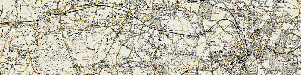 Old map of Well Street in 1897-1898