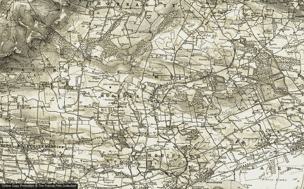 Old Map of Historic Map covering Braeside in 1907-1908
