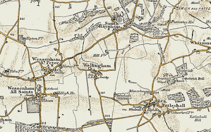 Old map of Wellingham in 1901-1902