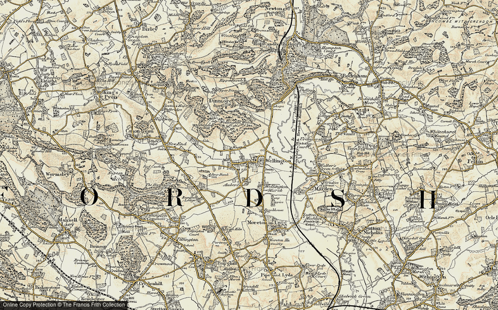 Old Map of Historic Map covering Burghope Wood in 1900-1901