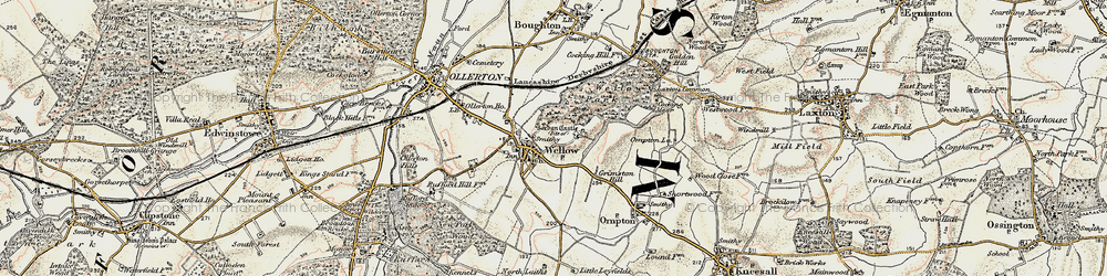 Old map of Wellow in 1902-1903