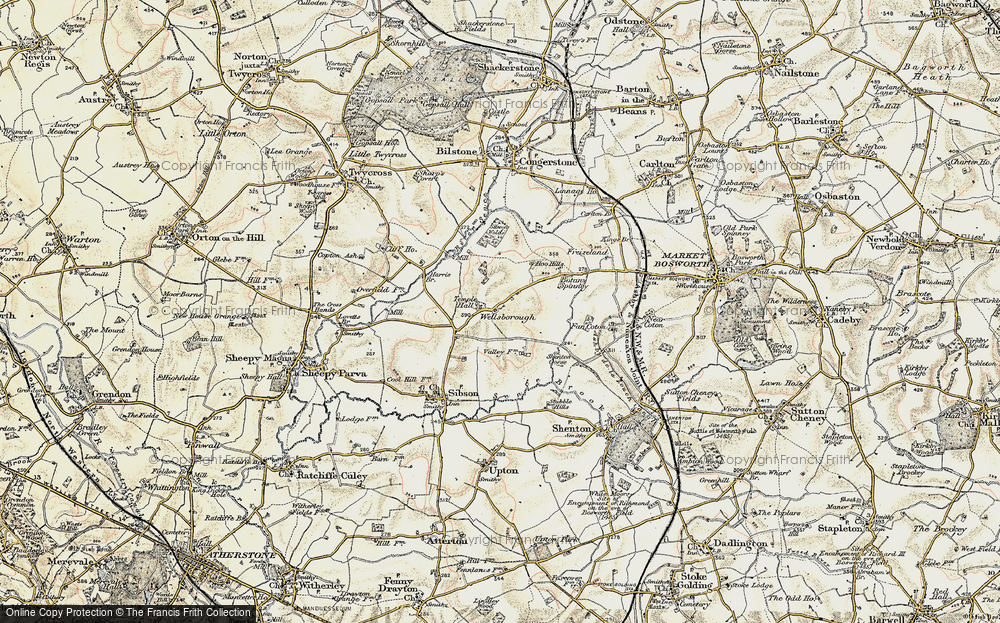 Old Map of Historic Map covering Botany Spinney in 1901-1903