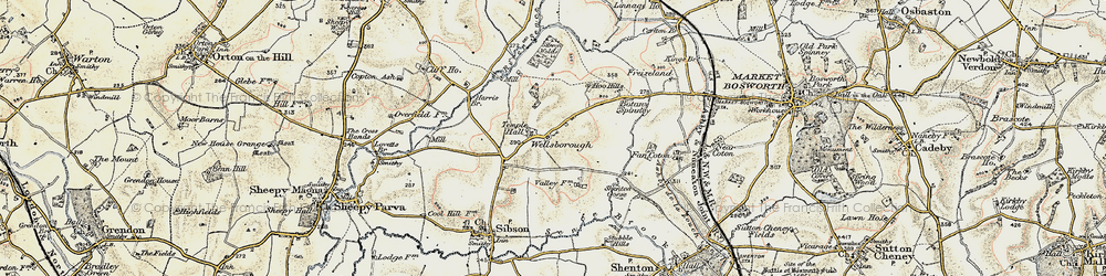 Old map of Wellsborough in 1901-1903