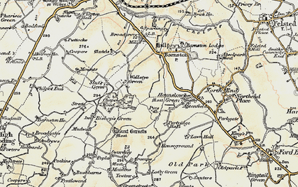 Old map of Wellstye Green in 1898-1899