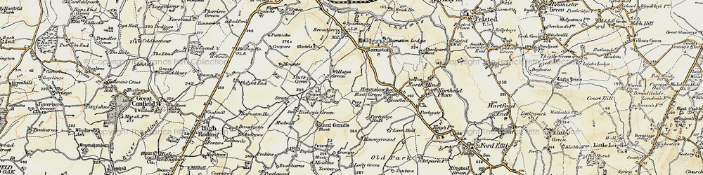 Old map of Wellstye Green in 1898-1899