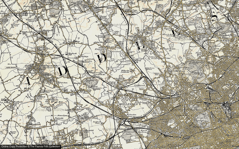 Old Map of Welsh Harp, 1897-1898 in 1897-1898