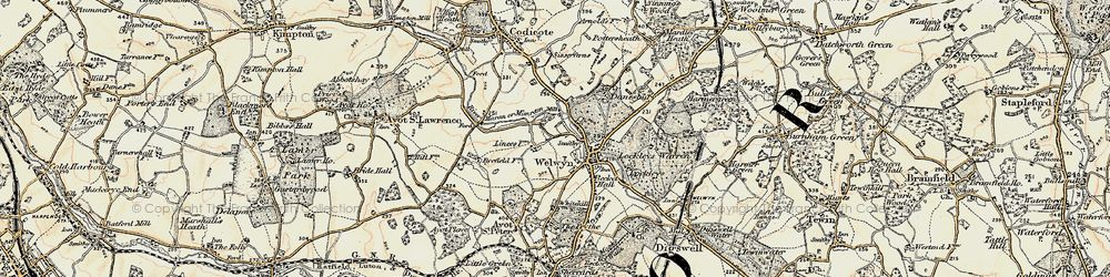 Old map of Welwyn in 1898-1899