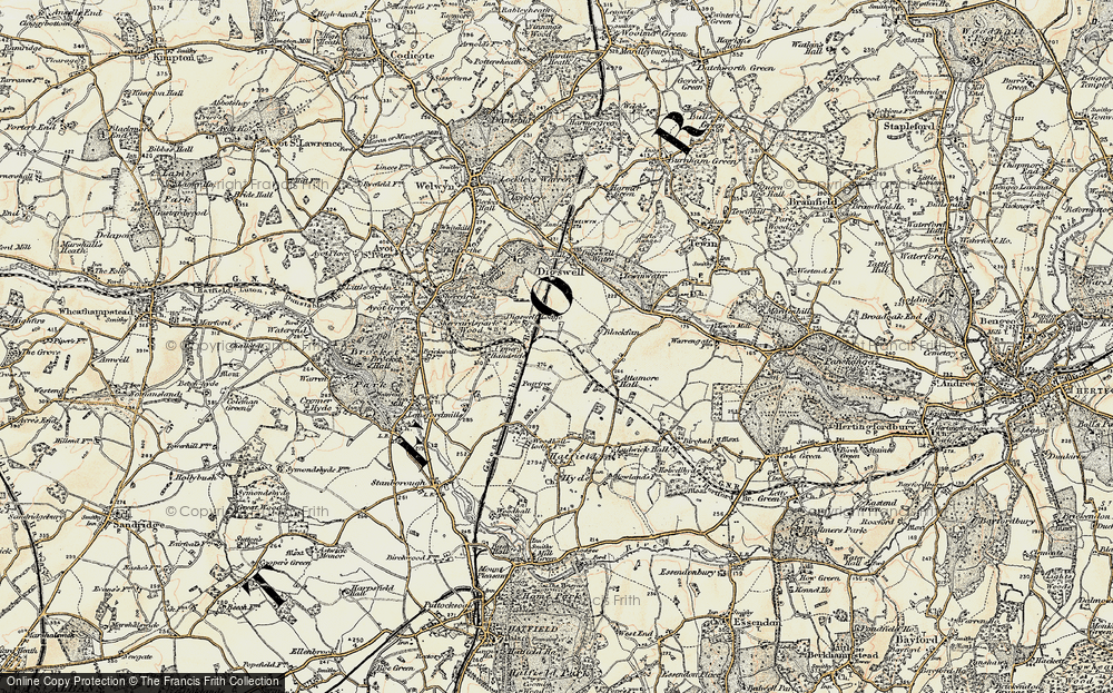 Old Map of Welwyn Garden City, 1898 in 1898