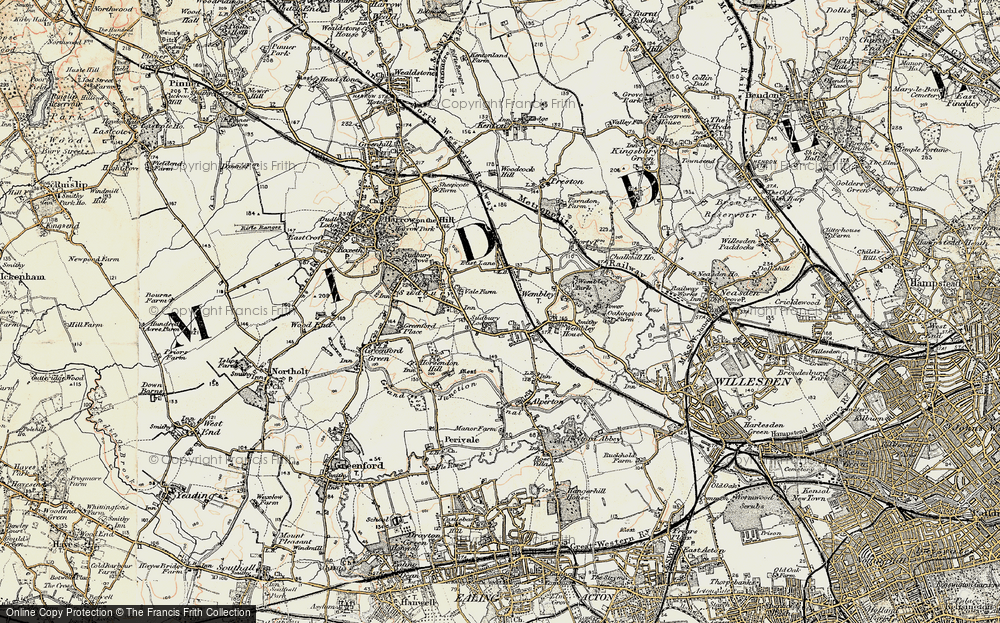 Old Map of Wembley, 1897-1909 in 1897-1909
