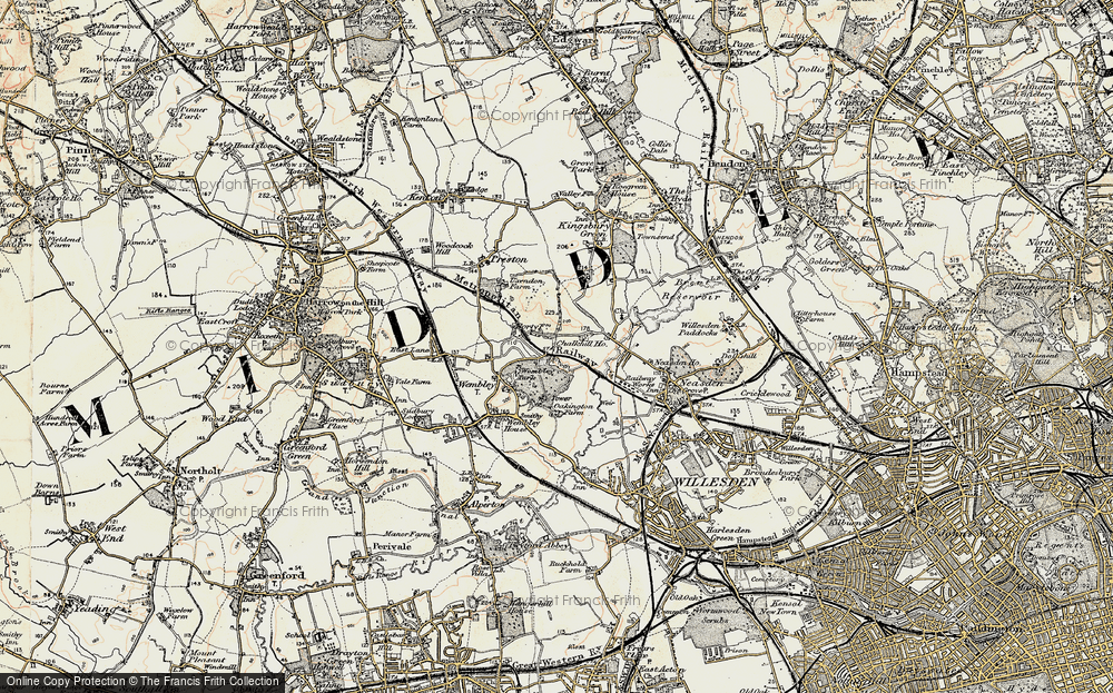 Old Map of Wembley Park, 1897-1898 in 1897-1898