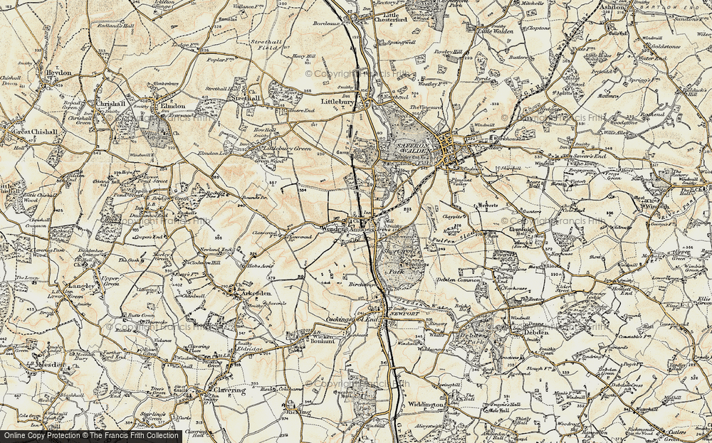 Old Map of Historic Map covering Audley End Sta in 1898-1901
