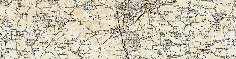 Old map of Audley End Sta in 1898-1901