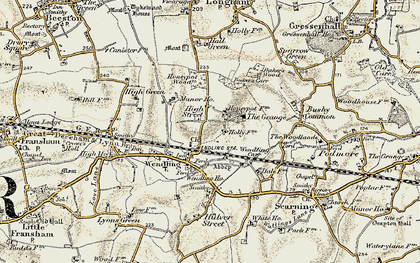 Old map of Wendling in 1901-1902