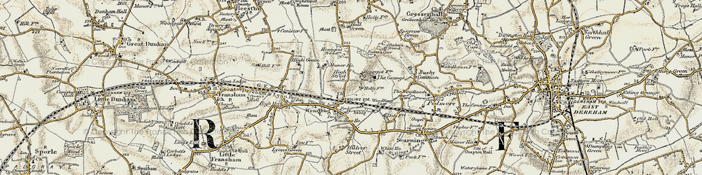 Old map of Wendling in 1901-1902