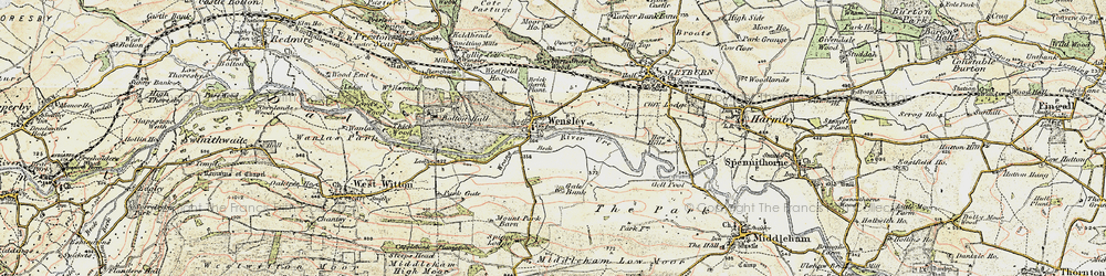 Old map of Wensley in 1904