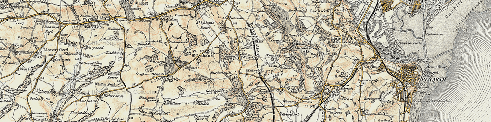 Old map of Wenvoe in 1899-1900