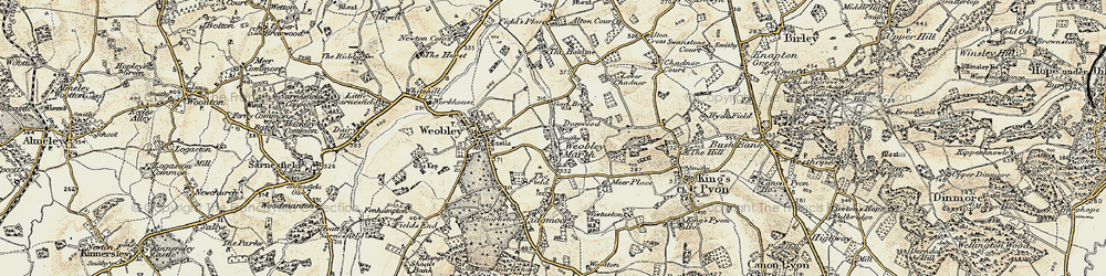 Old map of Weobley Marsh in 1900-1901