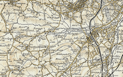 Old map of Weoley Castle in 1901-1902