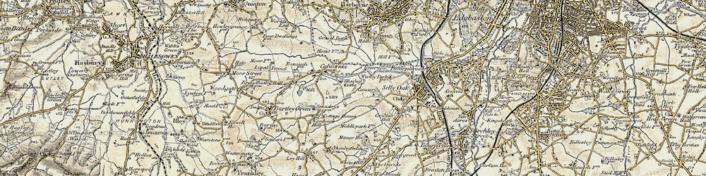 Old map of Weoley Castle in 1901-1902