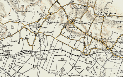 Old map of Wereham Row in 1901-1902