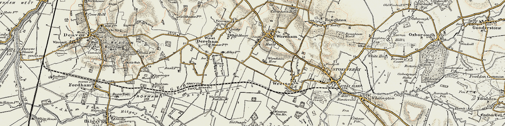 Old map of Wereham Row in 1901-1902
