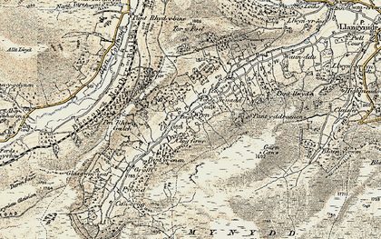 Old map of Afon Crawnon in 1899-1901