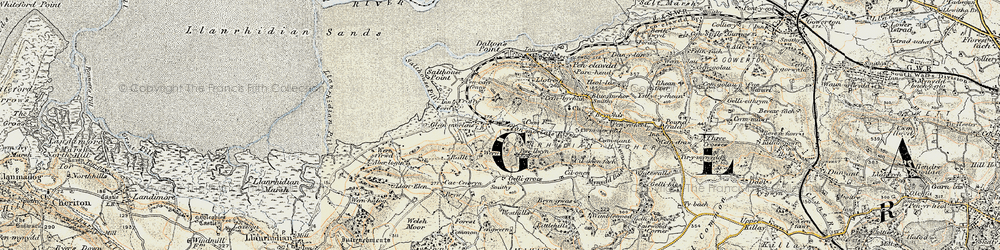 Old map of Wern in 1900-1901