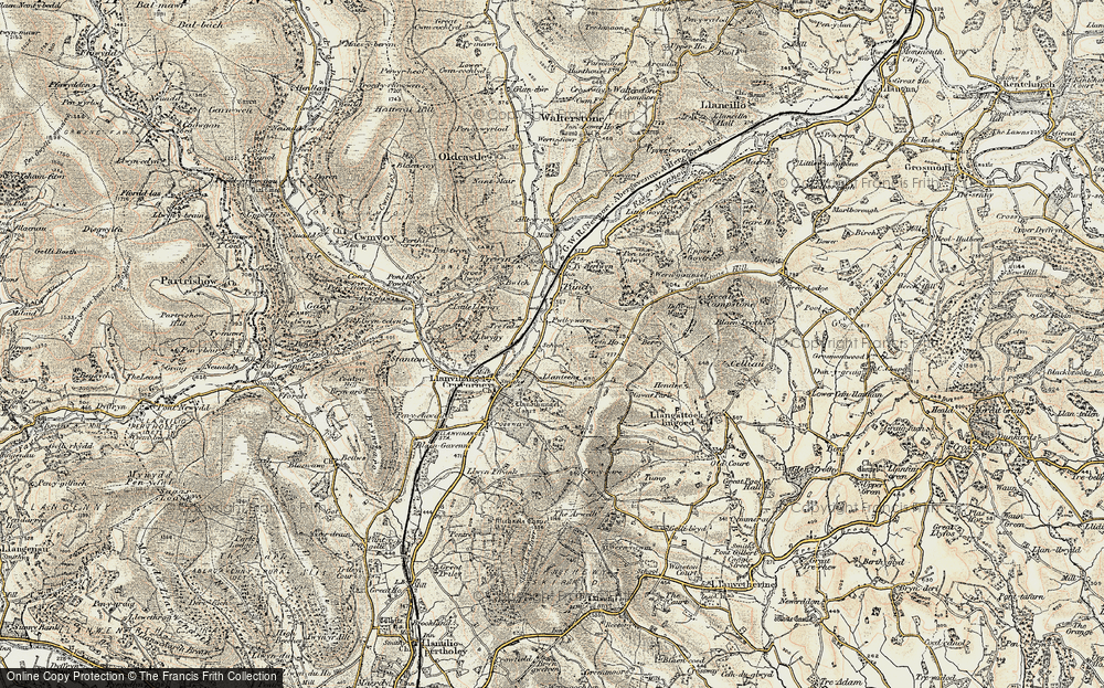Old Map of Historic Map covering Cefn-Campstone in 1899-1900