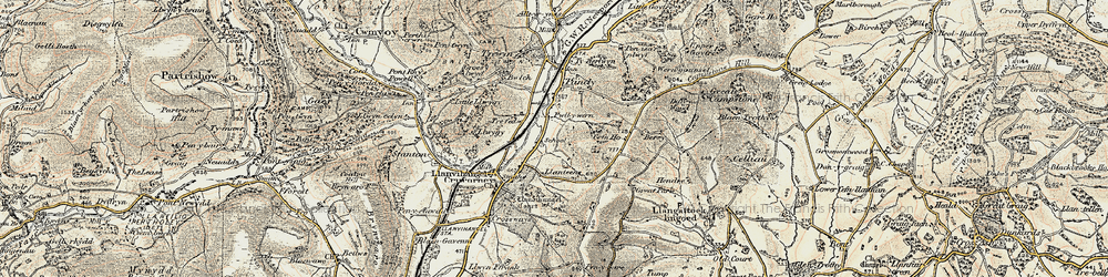 Old map of Wern-Gifford in 1899-1900