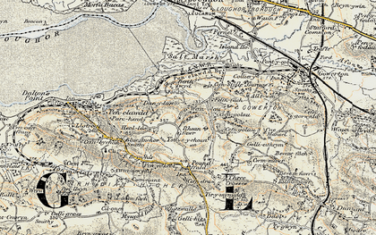 Old map of Wern-olau in 1900-1901