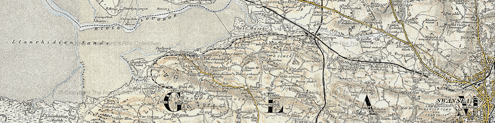 Old map of Wern-olau in 1900-1901